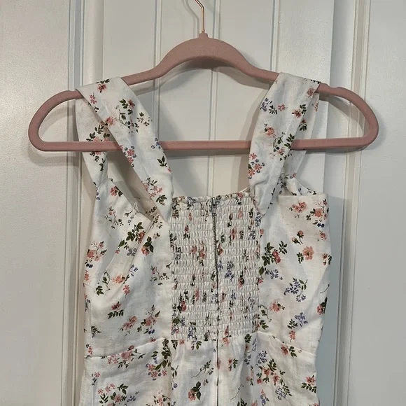 Reformation Sanford Linen Dress Size 4 White Floral - Picture 6 of 10